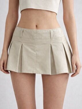 Free People Pleated Tennis Skort Low Rise Y2K Khaki Size 12